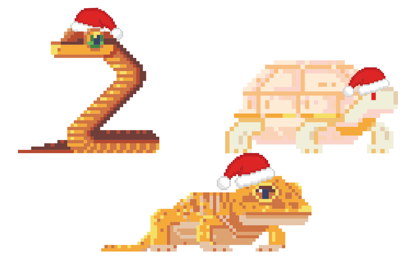 爬虫類アニメーション_冬サンタ帽ver